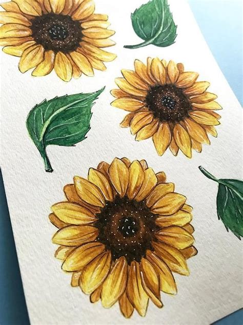 girasol acuarela|Tutorial de arte en acuarela de girasoles: técnicas  .